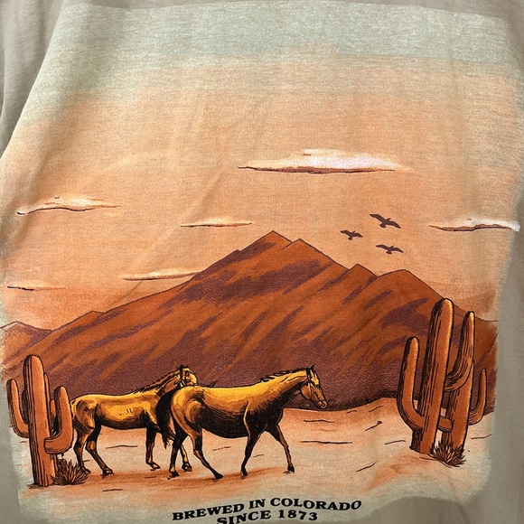 NWOT Coors Banquet Beer Cowboy Mountain Sunset Graphic T-Shirt Men’s Medium - Picture 5 of 8